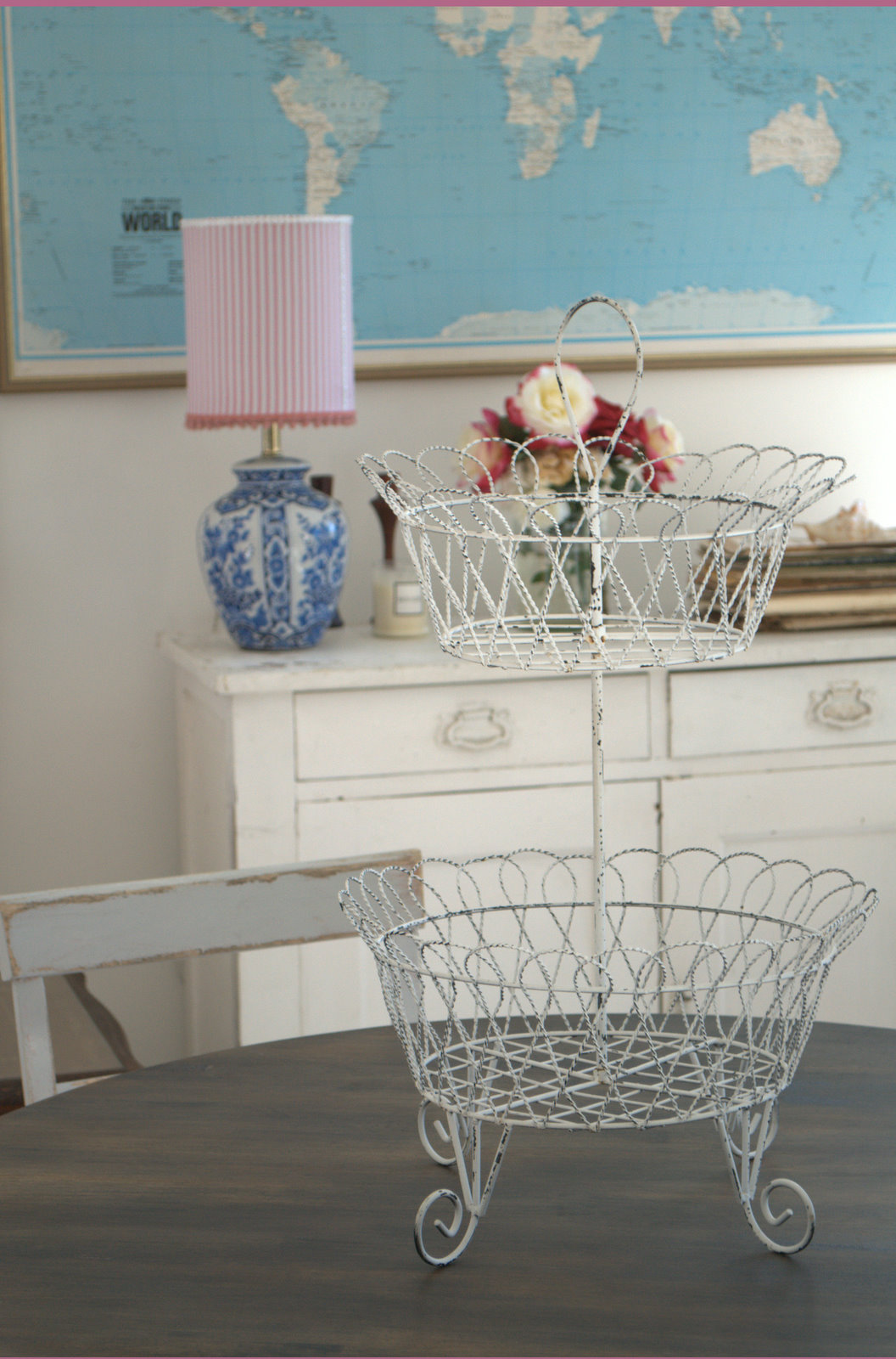 Dining Table with Pink & Grey Chairs Paint Me White