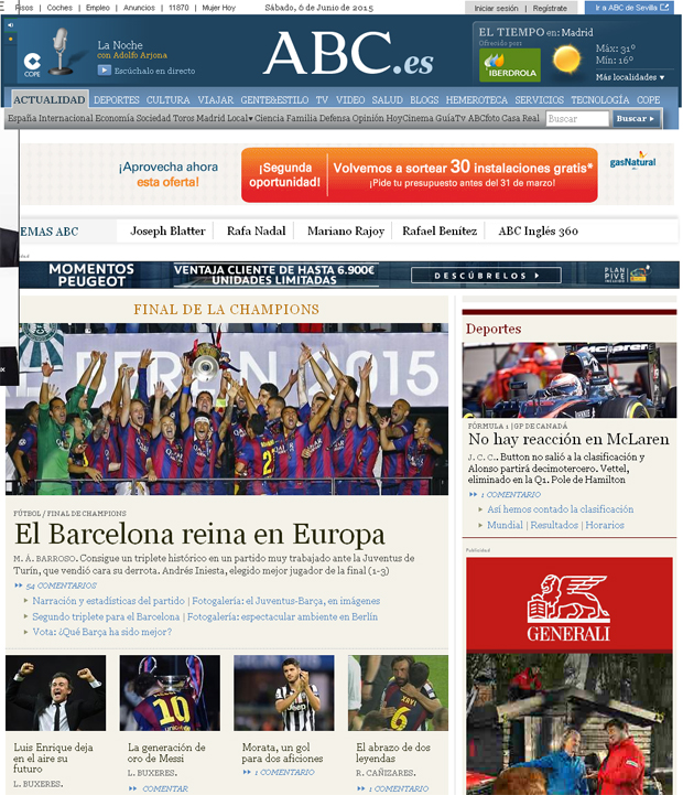Reacciones: Un triplete para la historia Reacciones de los medios electrónicos sobre el triplete histórico del FC Barcelona, al ganar la UEFA Champions League 2015 | Ximinia