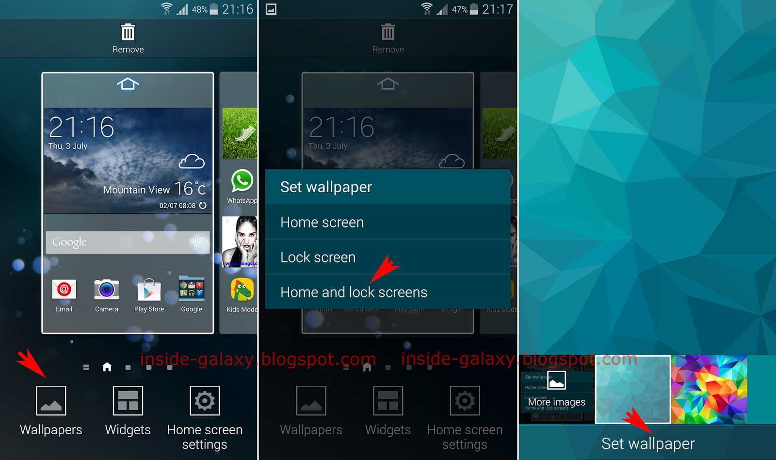 Inside Galaxy: Samsung Galaxy S5: How to Change Wallpaper in Android   Kitkat