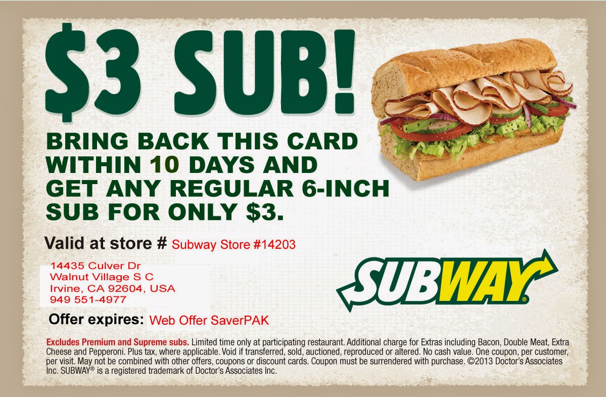 Subway Printable Coupons