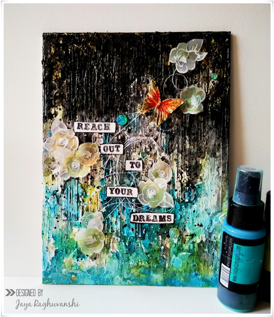 My Craft World 'Reach Out To Your Dreams' Mixed media canvas with a
