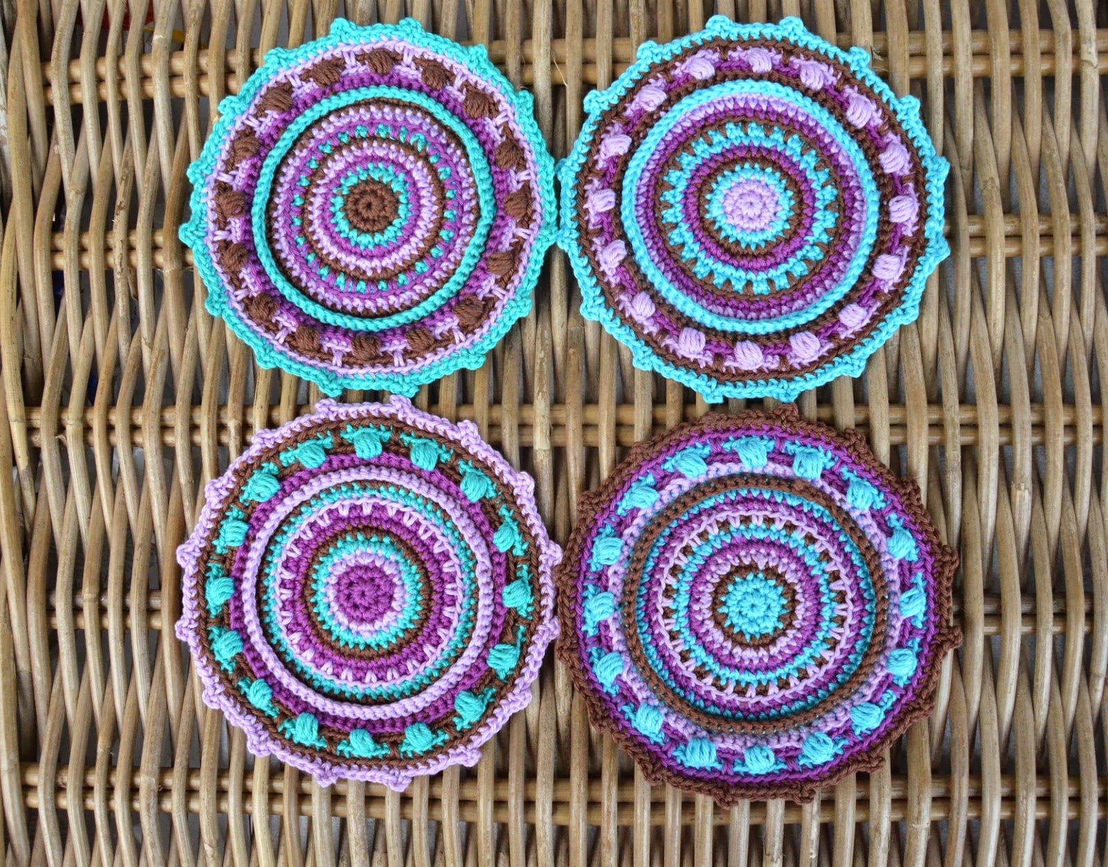 My set of happy summer coasters LillaBjörn's Crochet World