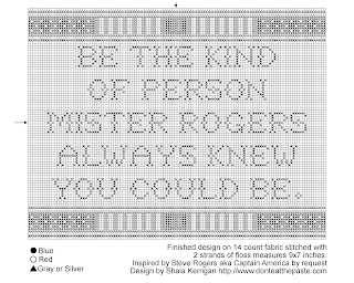 Be the kind of person Mister Rogers always knew you could be- cross stitch pattern (Captain America)