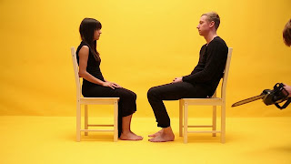 jessica walsh, timothy goodman, forty days of dating, chainsaw, chairs, yellow