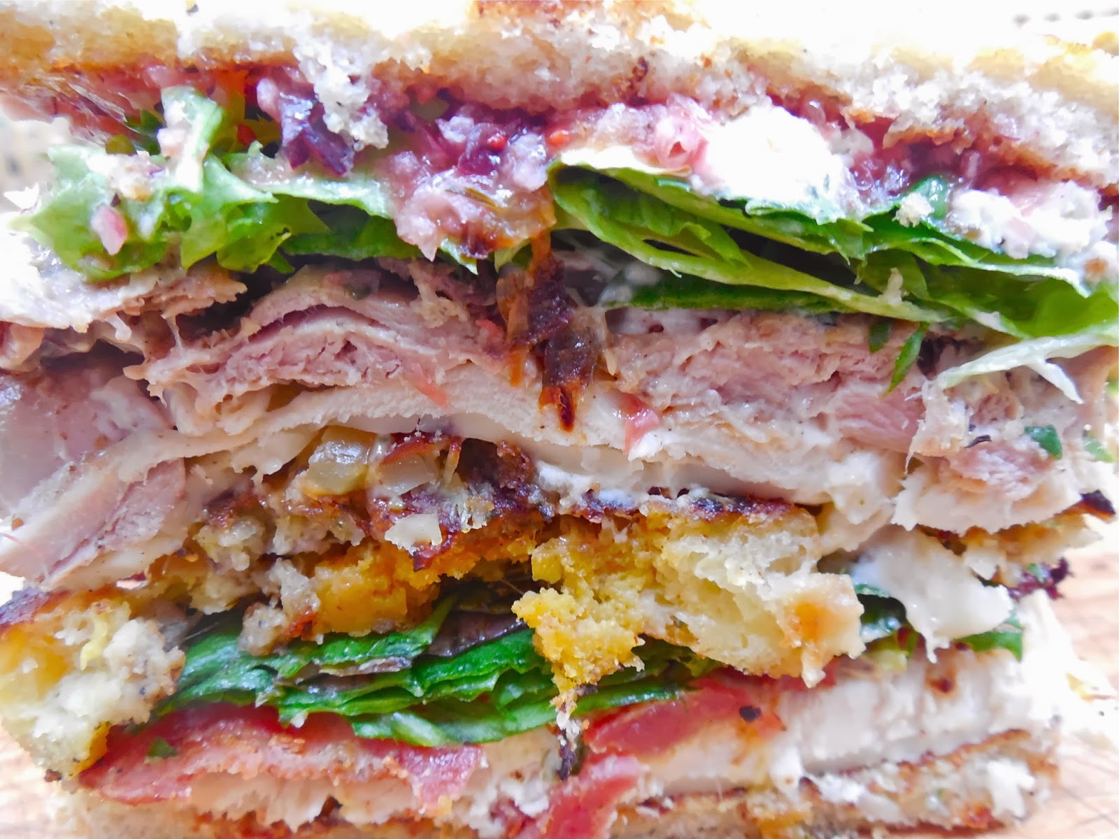 Haute + Heirloom Triple Decker Turducken Club Sandwich with a Trio of