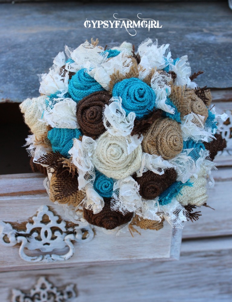 Gypsyfarm Turquoise Burlap And Lace Wedding Bouquets A Turquoise Burlap And Lace Wedding Bouquets A New Photo Backdrop
