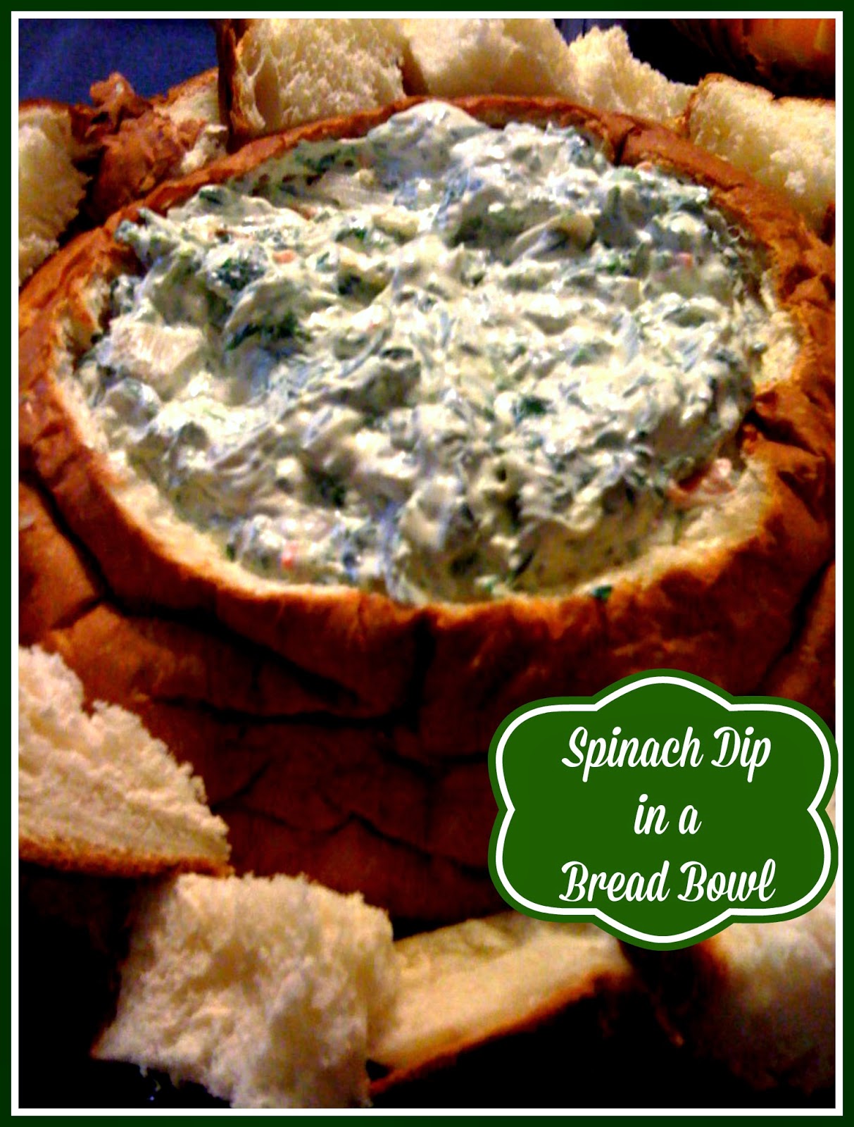 Sweet Tea and Cornbread Spinach Dip in a Bread Bowl!