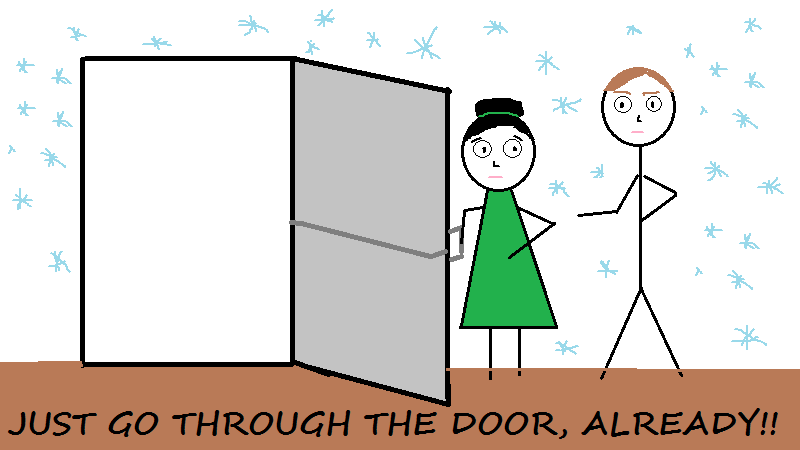 Pocket Protector And Heels On Holding Doors