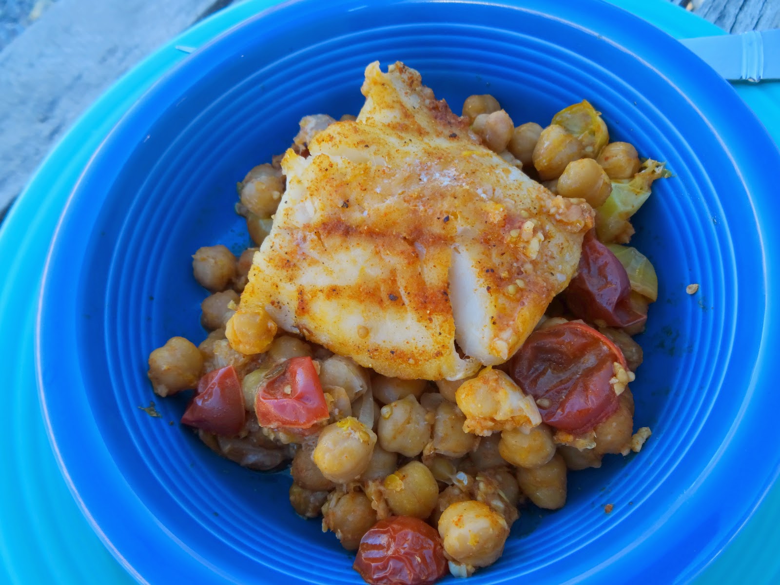 Pie Crust Cookies: Baked Cod with Cherry Tomatoes and Chickpeas