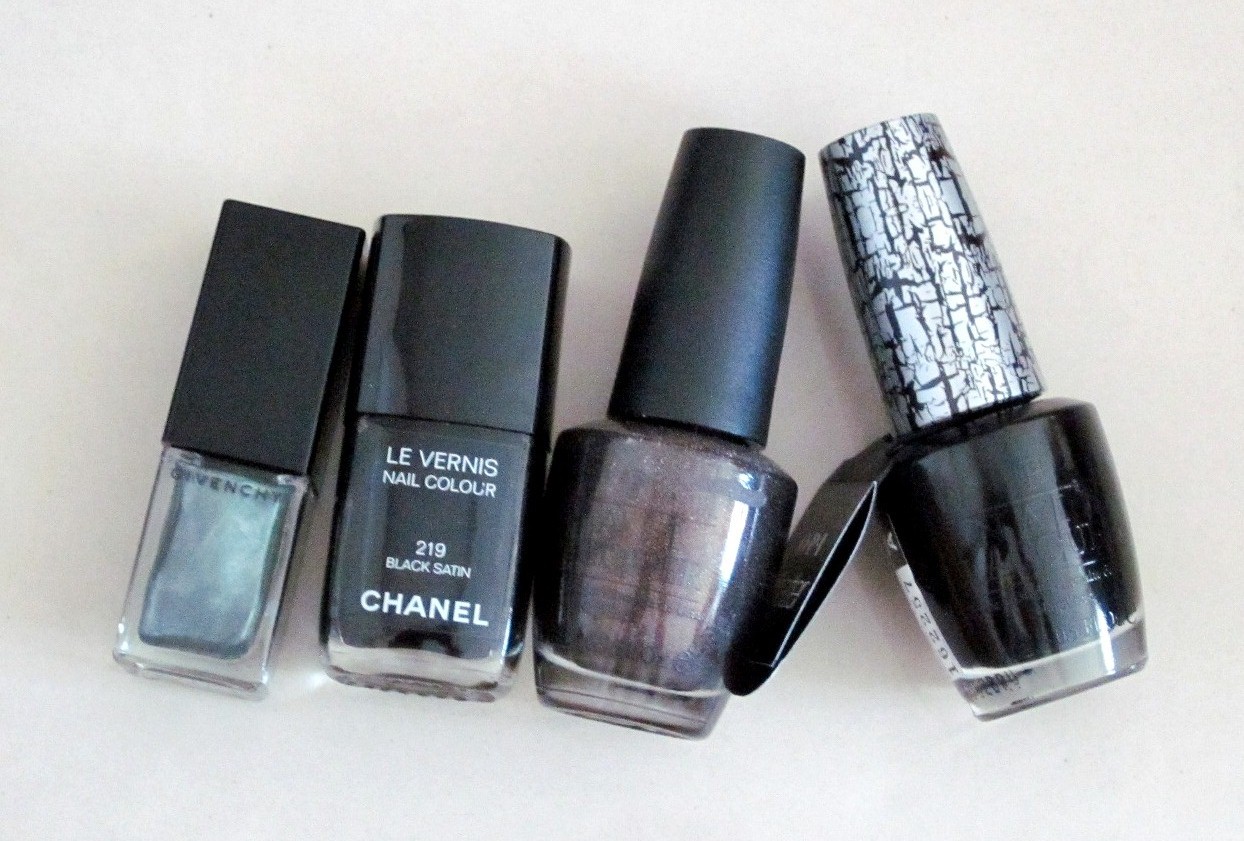 Zealous Ramblings of a Beauty Fanatic: Review: OPI My Private Jet and Black  Shatter, Chanel's Black Satin and Givenchy Elegant Pearl