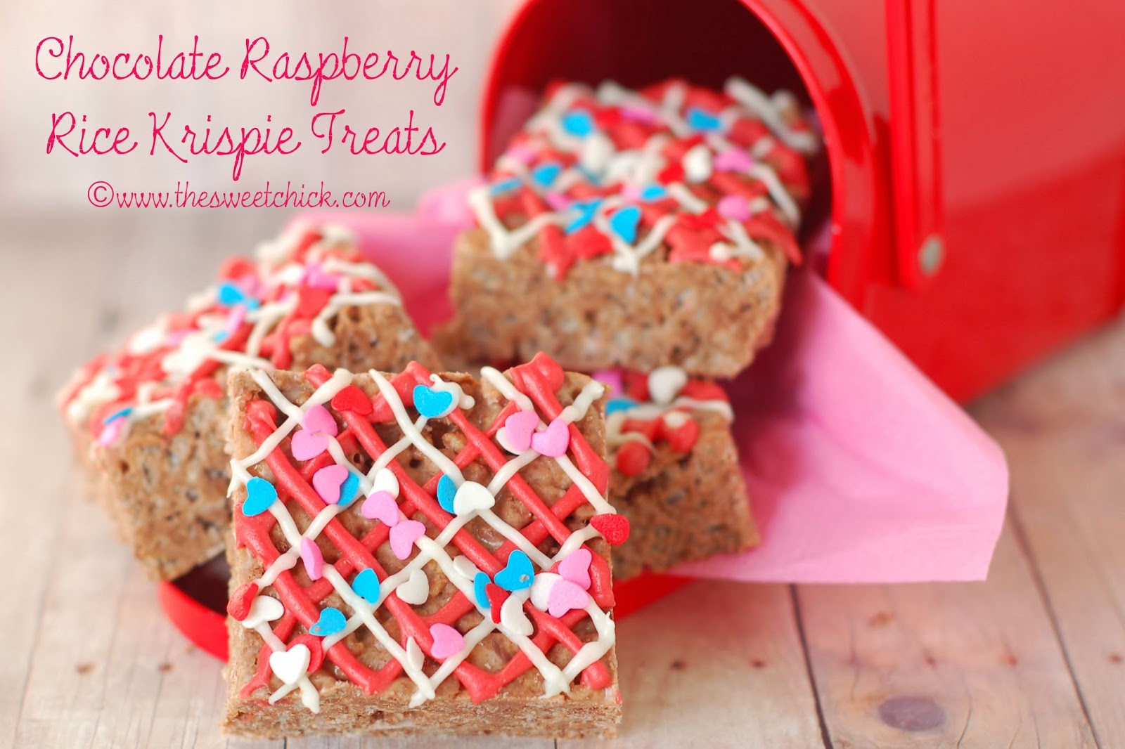 Chocolate Reaspberry Rice Krispie Treats by The Sweet Chick