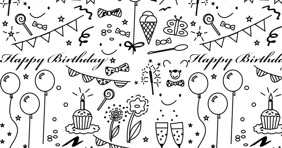 Free printable birthday coloring paper - ausdruckbares Geschenkpapier