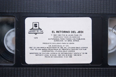 Cinta VHS de "Star Wars: El Retorno del Jedi" Fecha de caducidad: 15-02-1996