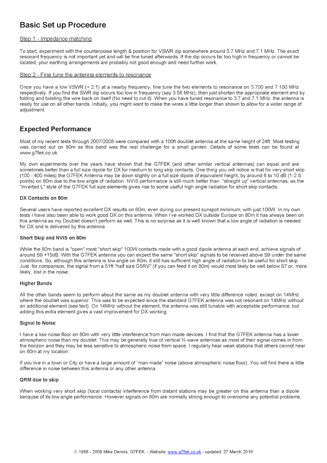 TA5FA G7FEK Limited Space Antenna