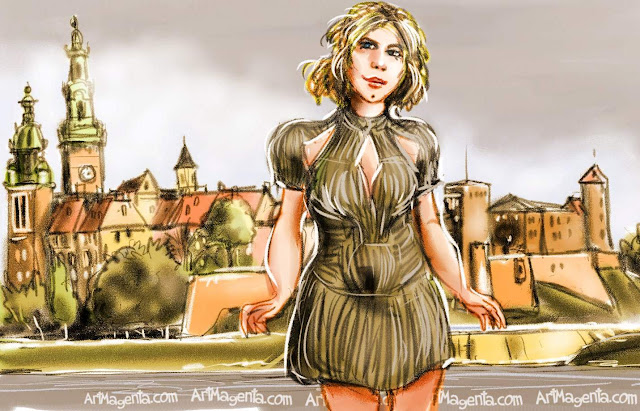 The Girl from Krakow is a sketch by artist and illustrator Artmagenta