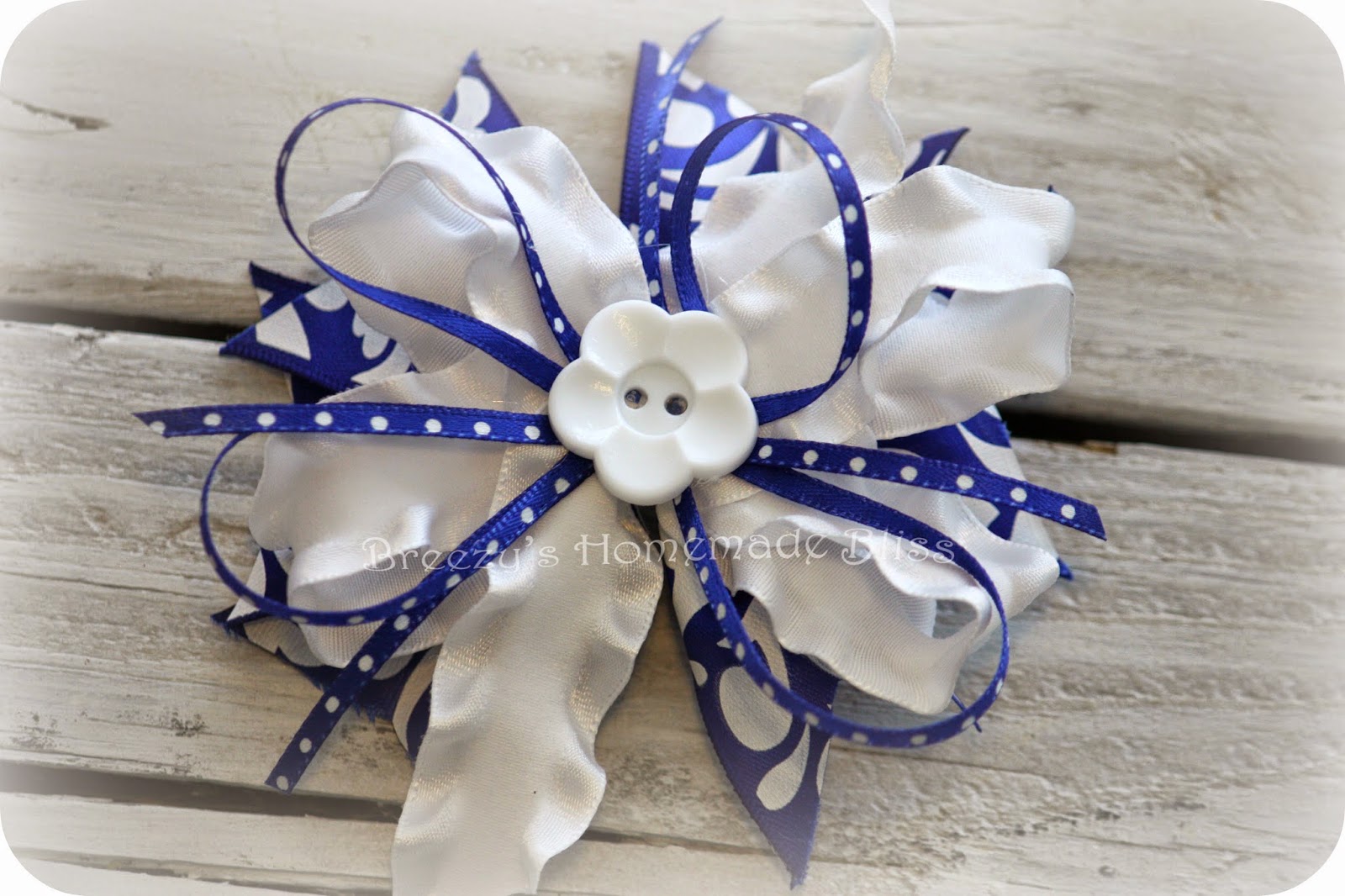 4. Royal Blue Hair Bow with Satin Ribbon - wide 3