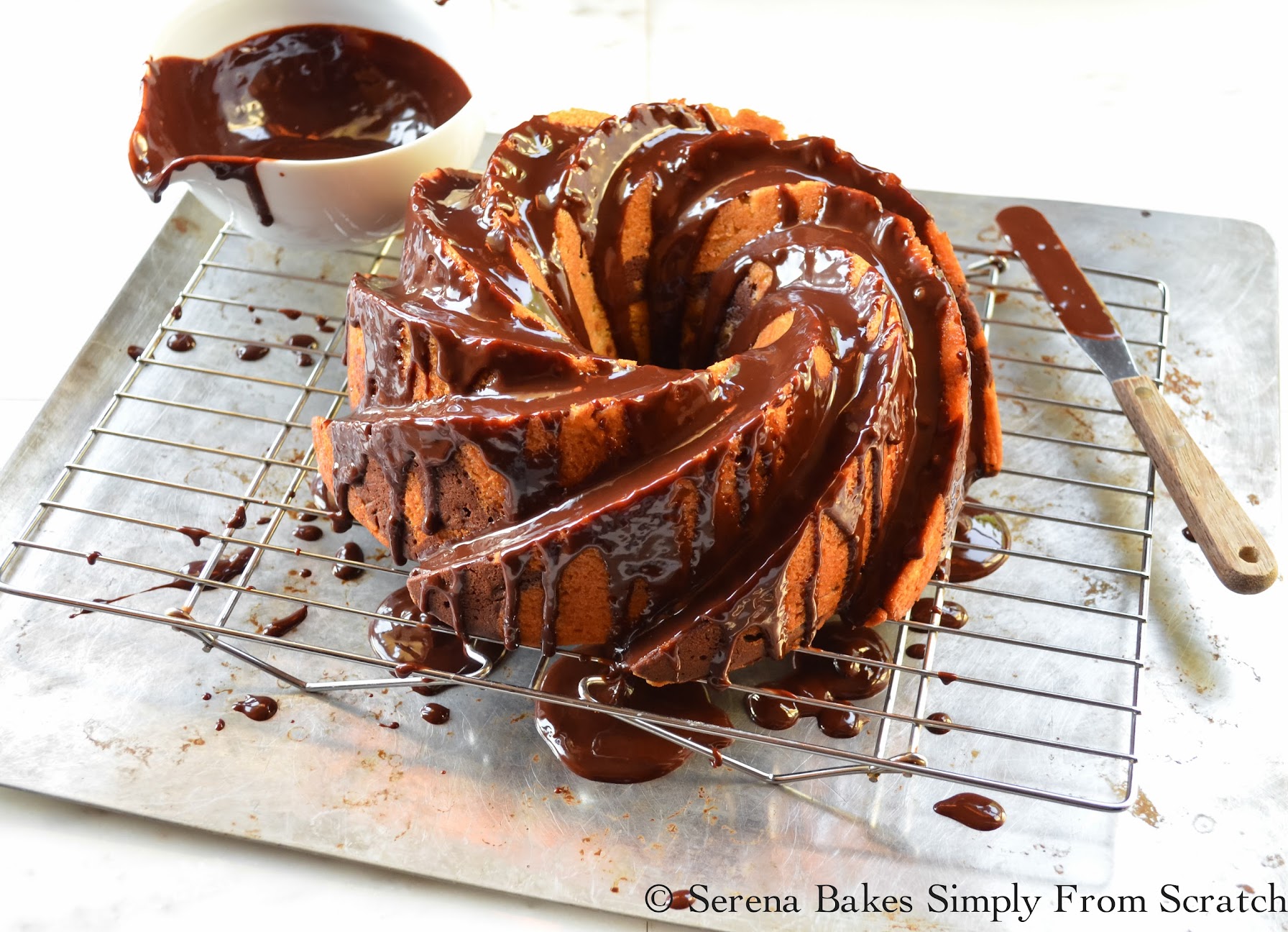 Buttermilk Marble Bundt Cake With Chocolate Glaze Serena Bakes Simply