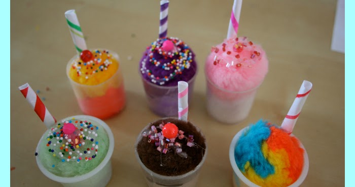 Pink and Green Mama: * Snow Day Craft: Pom-Pom Milk Shakes!