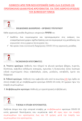 ΛΟΙΜΩΞΗ ΑΠΟ ΤΟΝ ΝΕΟ ΚΟΡΩΝΟΪΟ SARS-CoV-2 (COVID-19) - Πρωτόκολλο διαχείρισης κρούσματος για τους χώρ