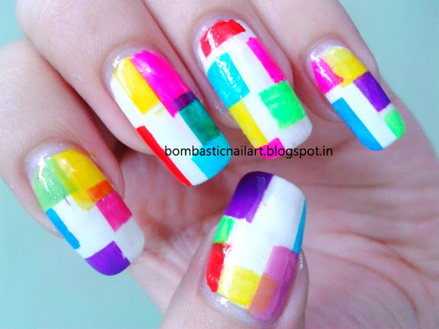digital nail art with striping