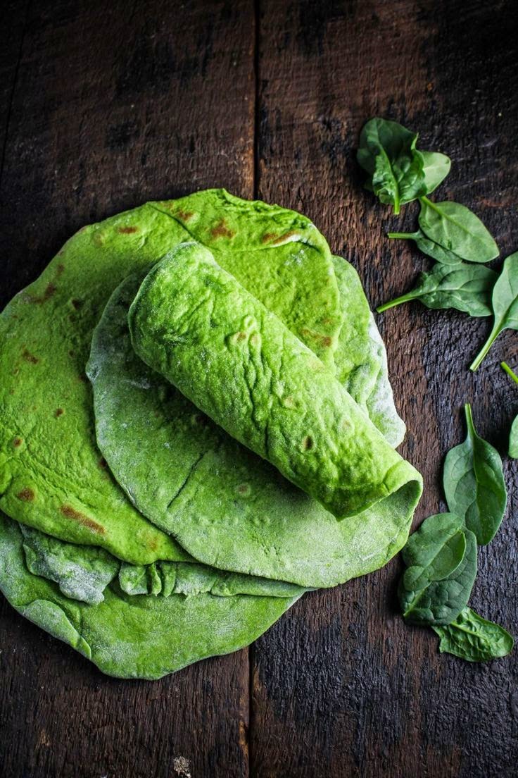 Veggie and dip: Homemade Spinach Wraps
