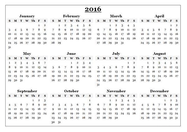 Printable Calendar 2016 Templates Images, Printable Cute Calendar 2016, Calendar 2016 Template Excel,  Printable Calendar 2016 Monthly, 2016 Calendar Template Pdf