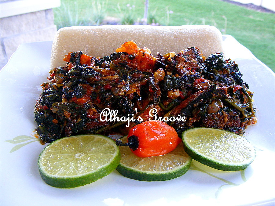 Food and lens Efo riro with eba.