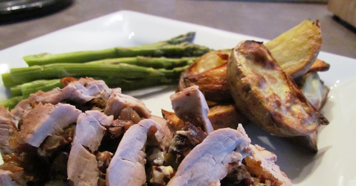 a second glance. Pork tenderloin stuffed with candied pecans, dried