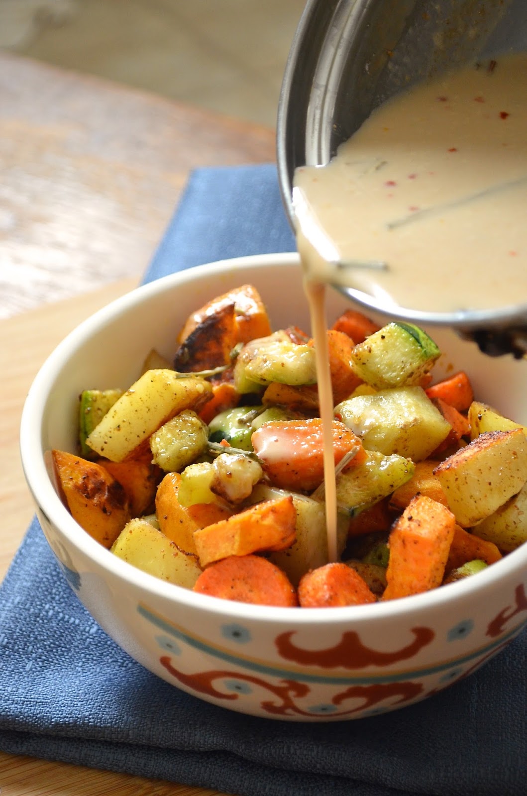 Dishing With Divya Thai Roasted Vegetables with Peanut Coconut Sauce