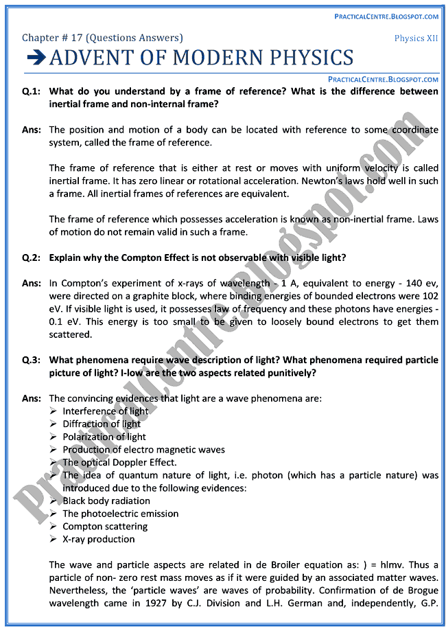 advent-of-modern-physics-question-answers-physics-12th