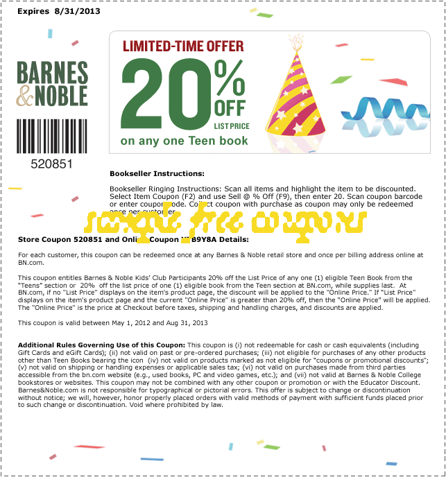 Barnes and noble store discount coupons