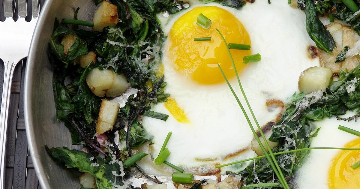 The Intentional Minimalist Spinach and Kale Rabe Baked Eggs