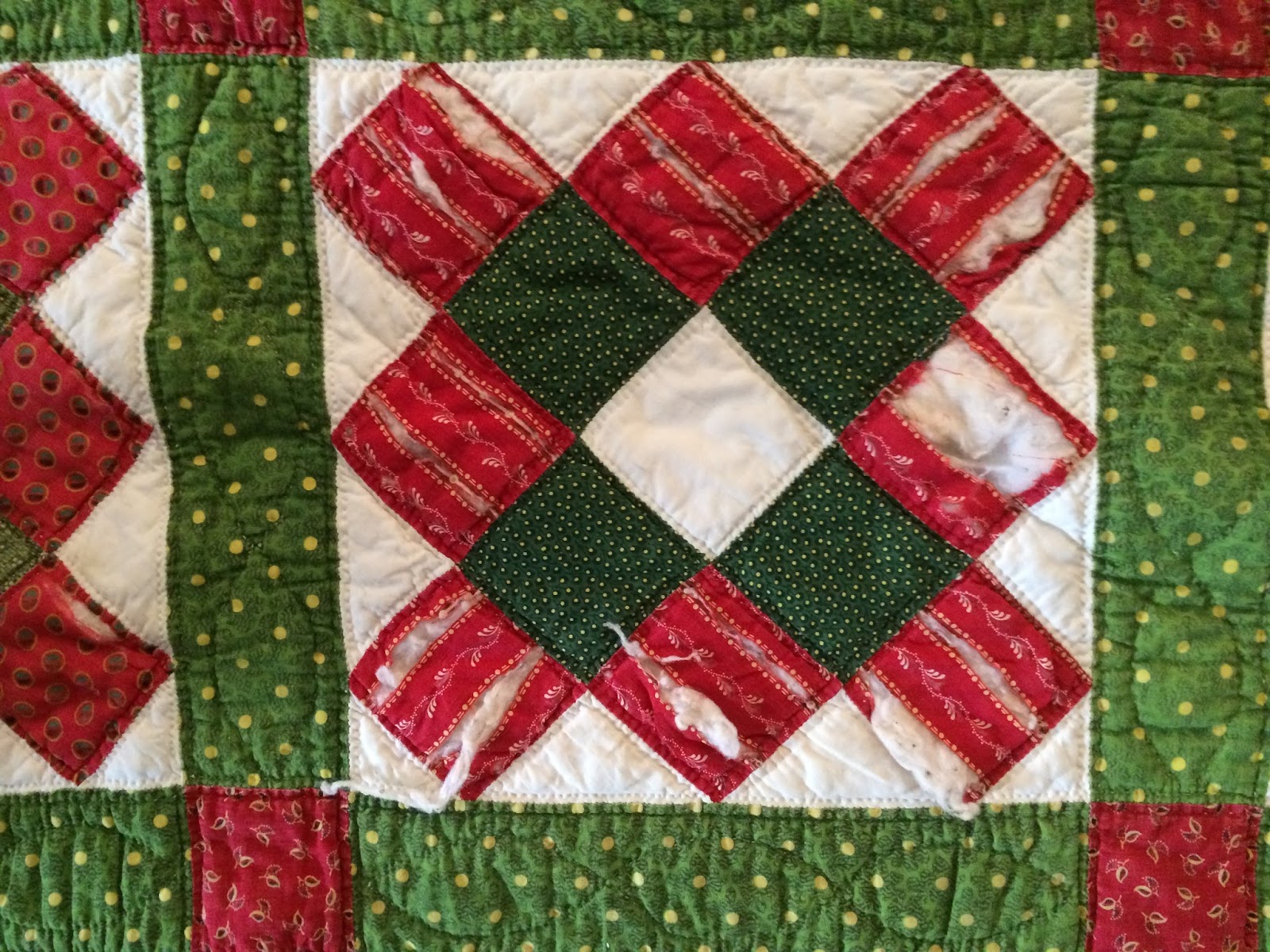 Gone To The Beach A Red and Dill Pickle Green Quilt for Christmas