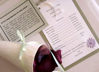 Wedding program, cone of rose petals, instructions for when to throw them Photo by Patricia Stimac Wedding program, cone of rose petals at Clise Mansion Photo by Patricia Stimac