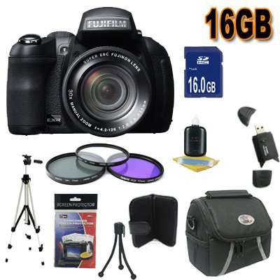 Fujifilm FinePix HS30XR 16 MP Digital Camera Accessory Saver 16GB Bundle !!! (Black)