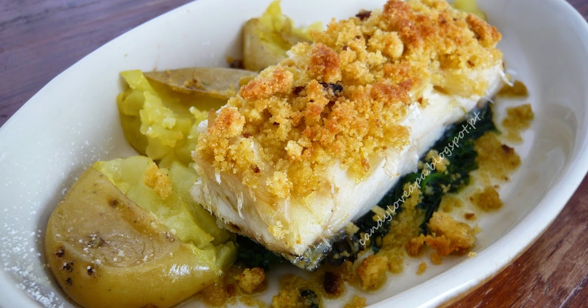 Candy Love Bacalhau com Broa em Cama de Espinafres e Batatas a Murro