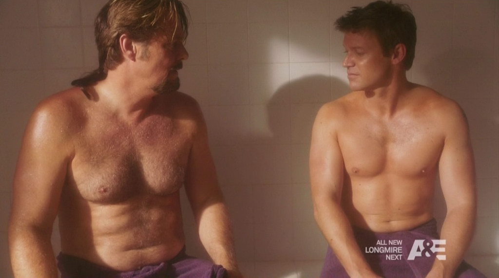 Matt Passmore and Greg Evigan are shirtless in the episode "Fountain o...