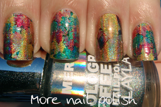 Holographic autumn leaves using temporary tattoo paper ~ More Nail Polish