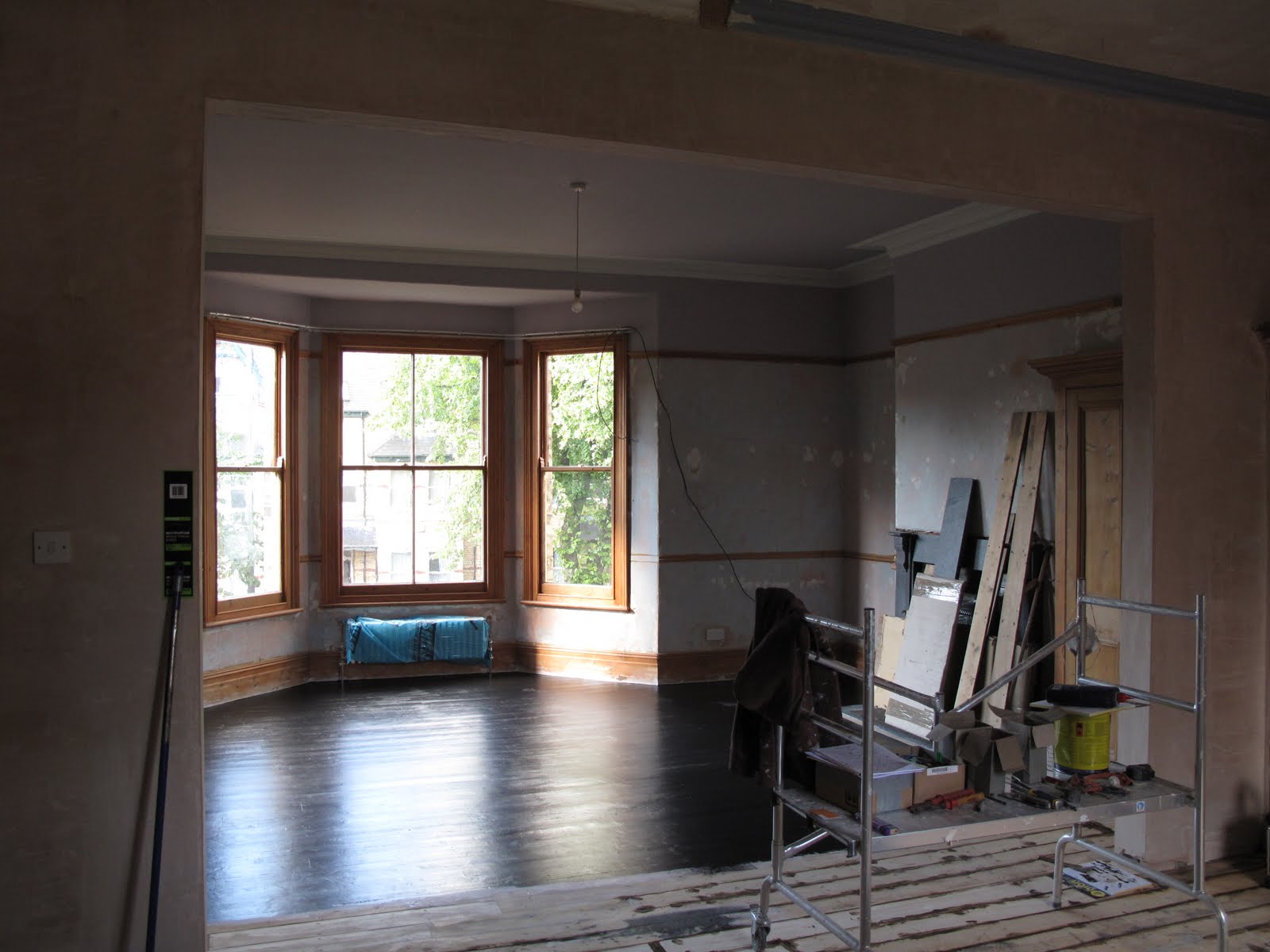 47 Park Avenue Black Painted Floorboards....