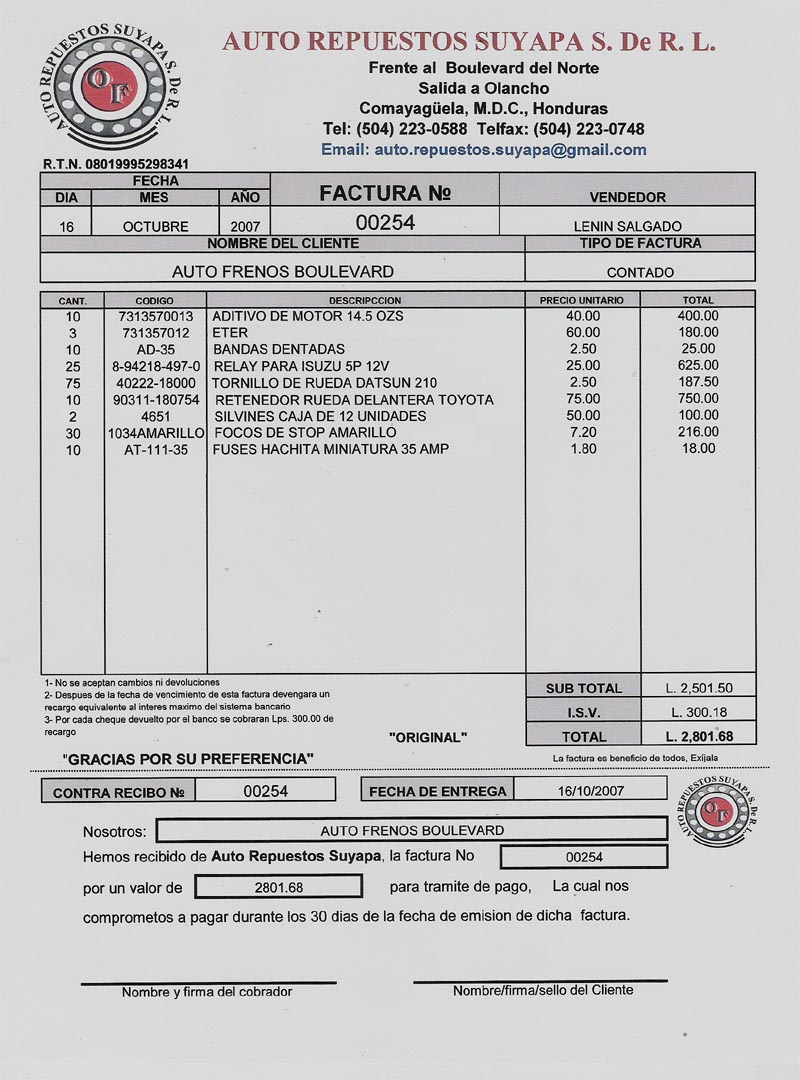 Informática II LasNieves: Factura Informática II LasNieves: Factura