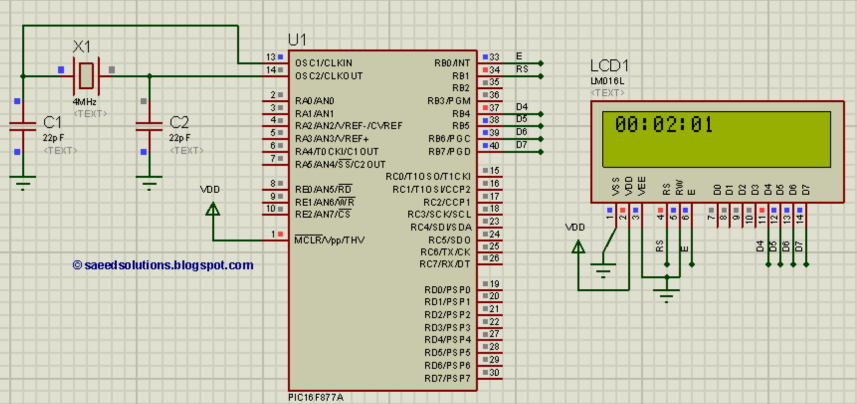 Saeed's Blog: PIC16F877A based digital clock using LCD display