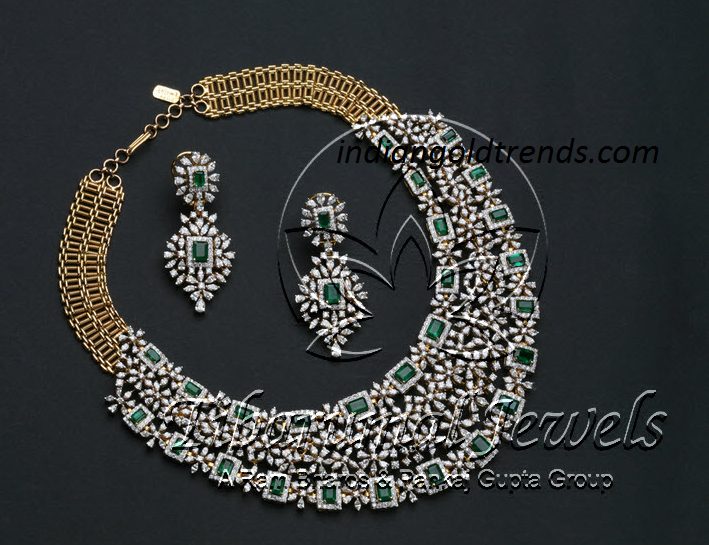 اطقم  حلي مرصعة رائعة Emerald+diamond+necklace