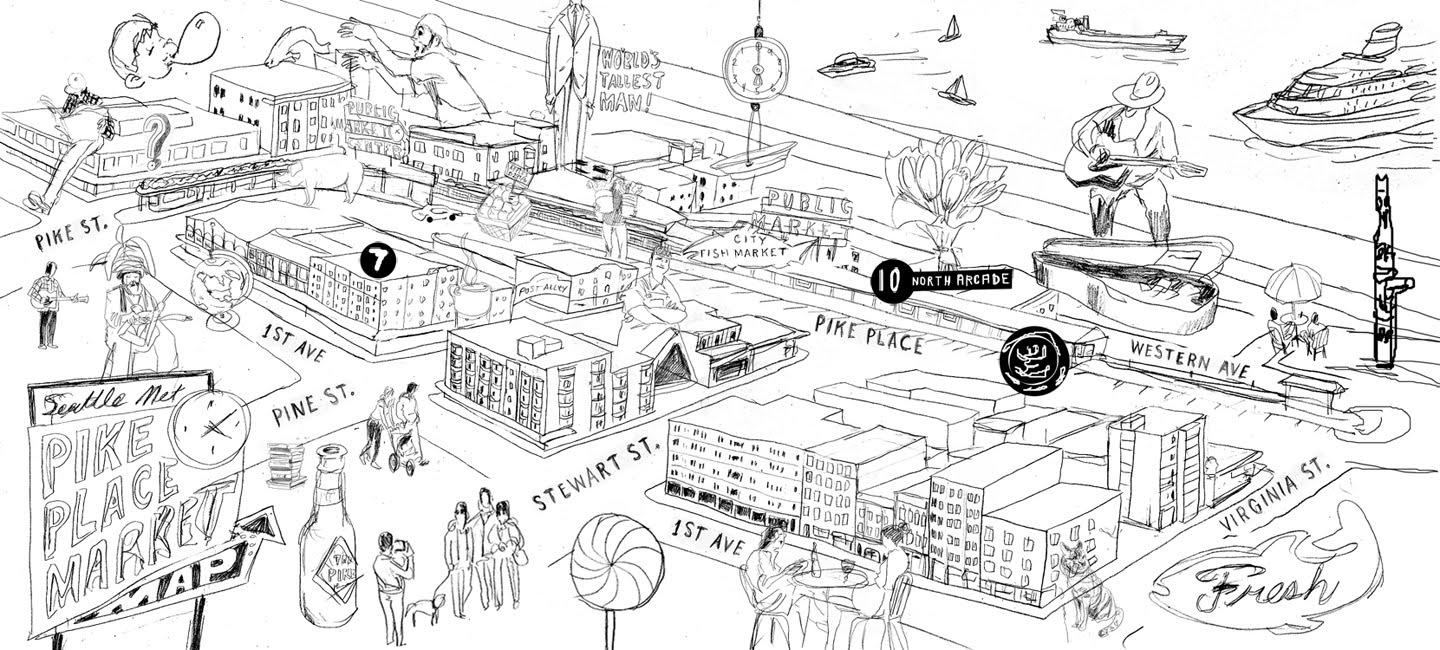 Michael Byers Pike Place Market Map For Seattle Met Levy Creative