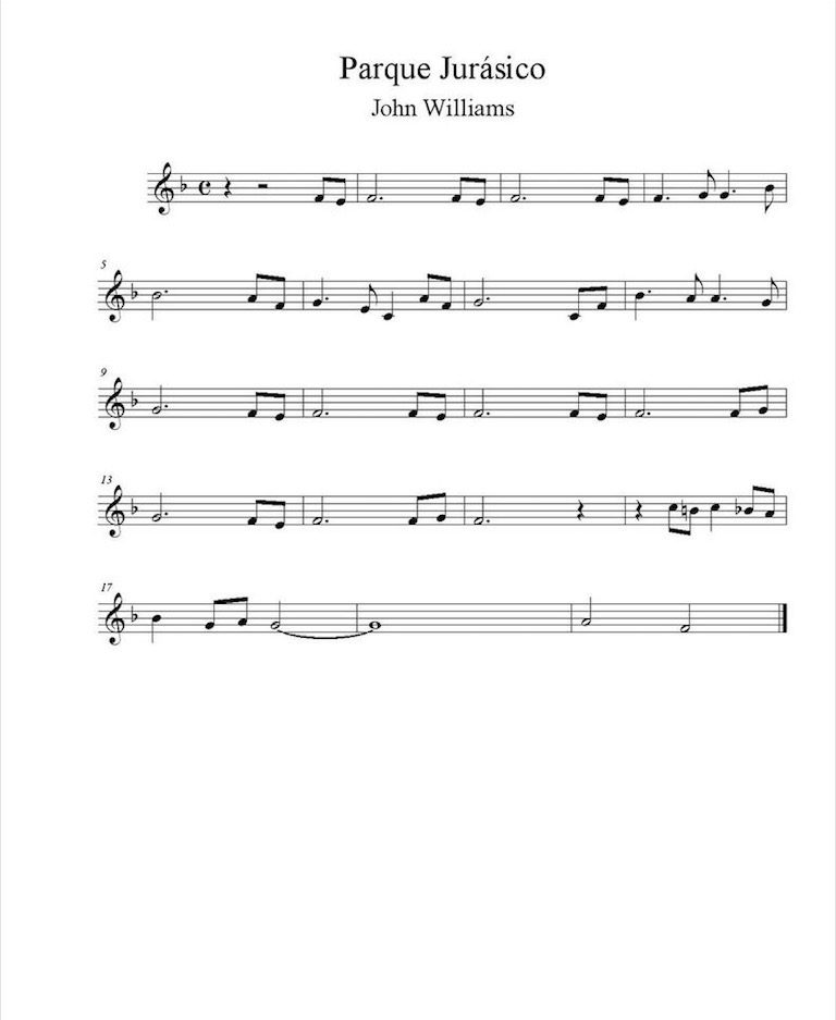 Banda Sonora Parque Jurásico (Jurassic Park) Partituras para Flauta
