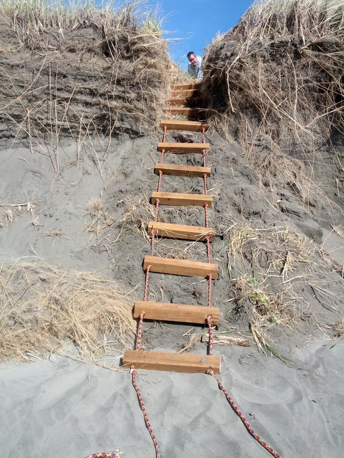 The ladder was then staked into place at our beach access.