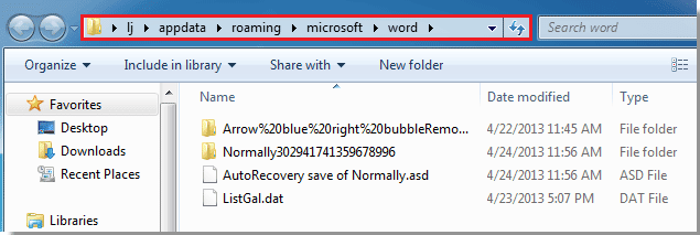 word startup folder