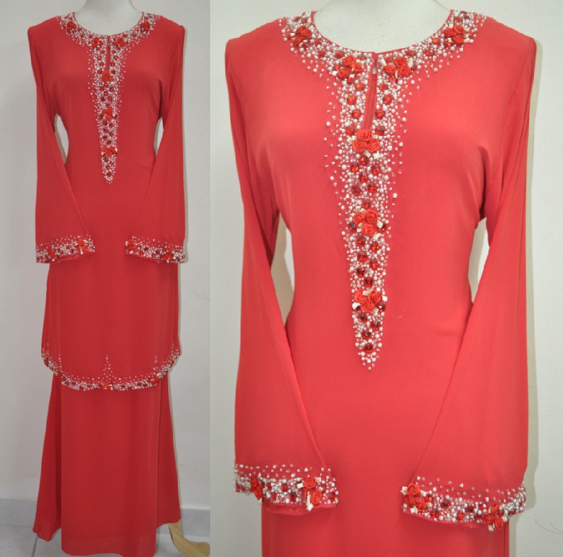 BAJU KURUNG MODEN BKM FLAMERSYA SIZE 34 TO 46 CHIFFON
