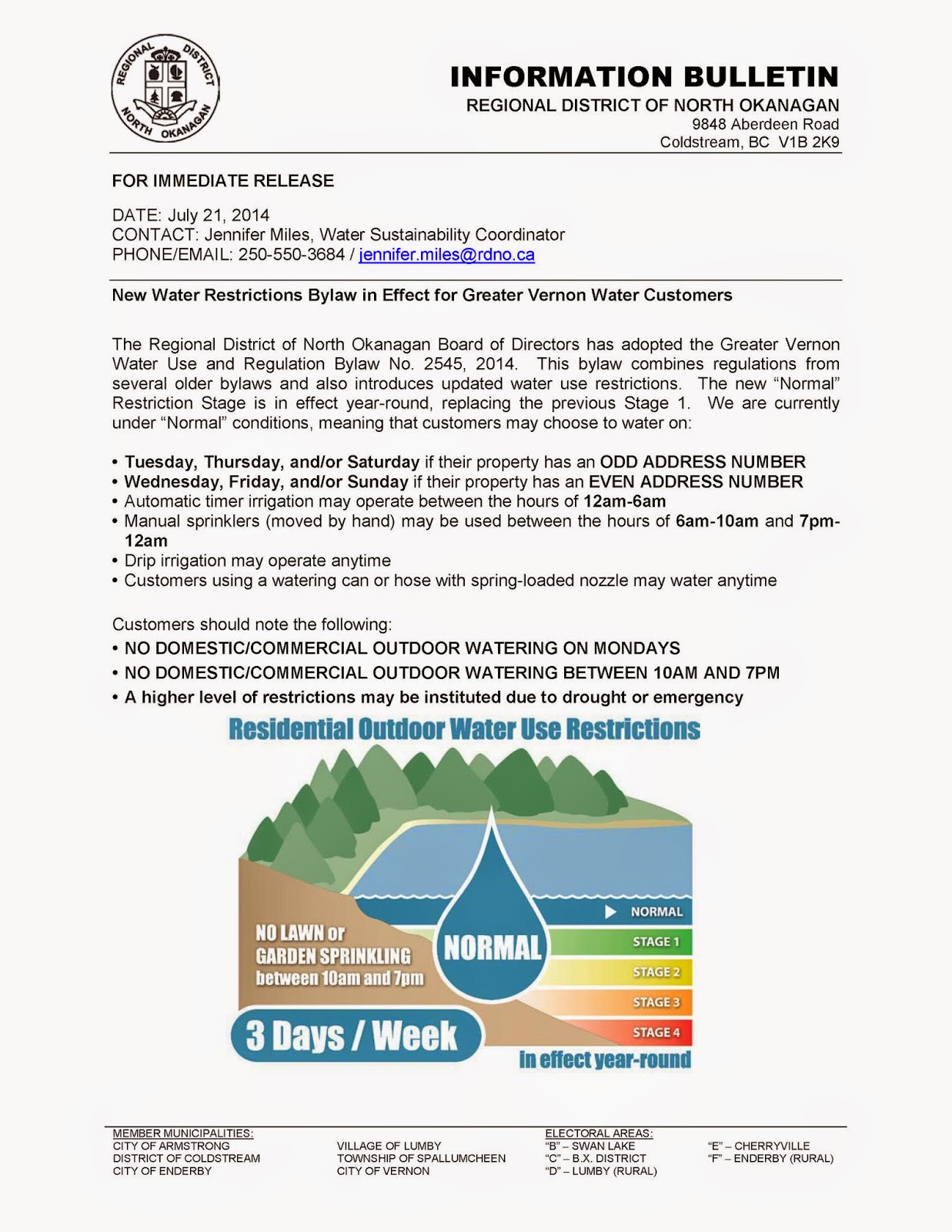 **Coldstreamernews** New Water Restriction Bylaw for GVWU
