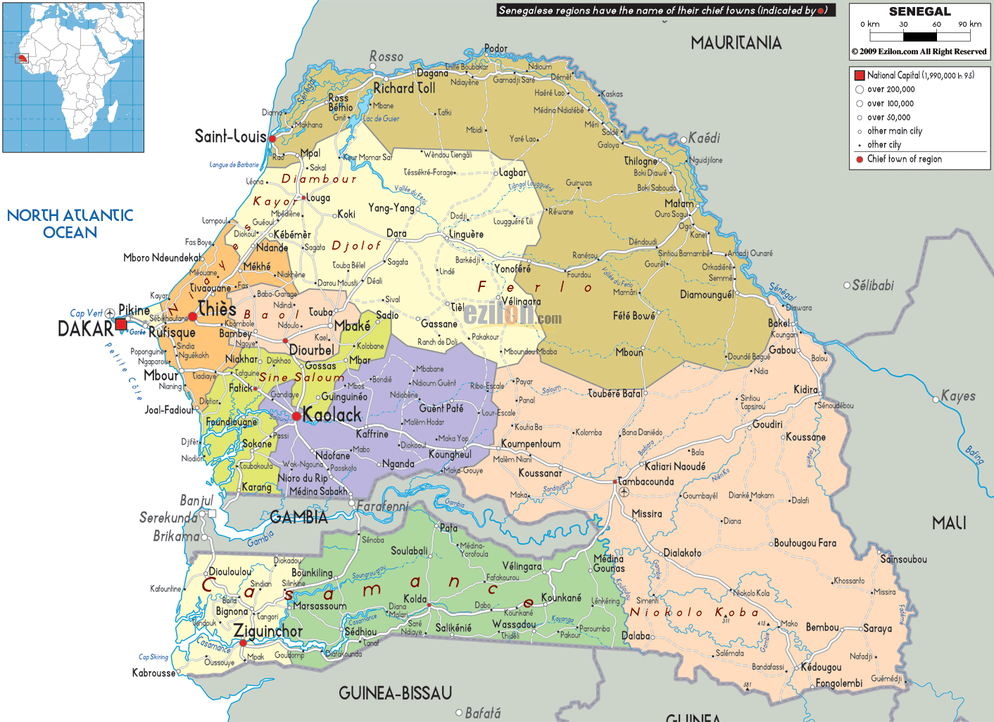 Senegal | Mapas Geográficos do Senegal - Enciclopédia Global™