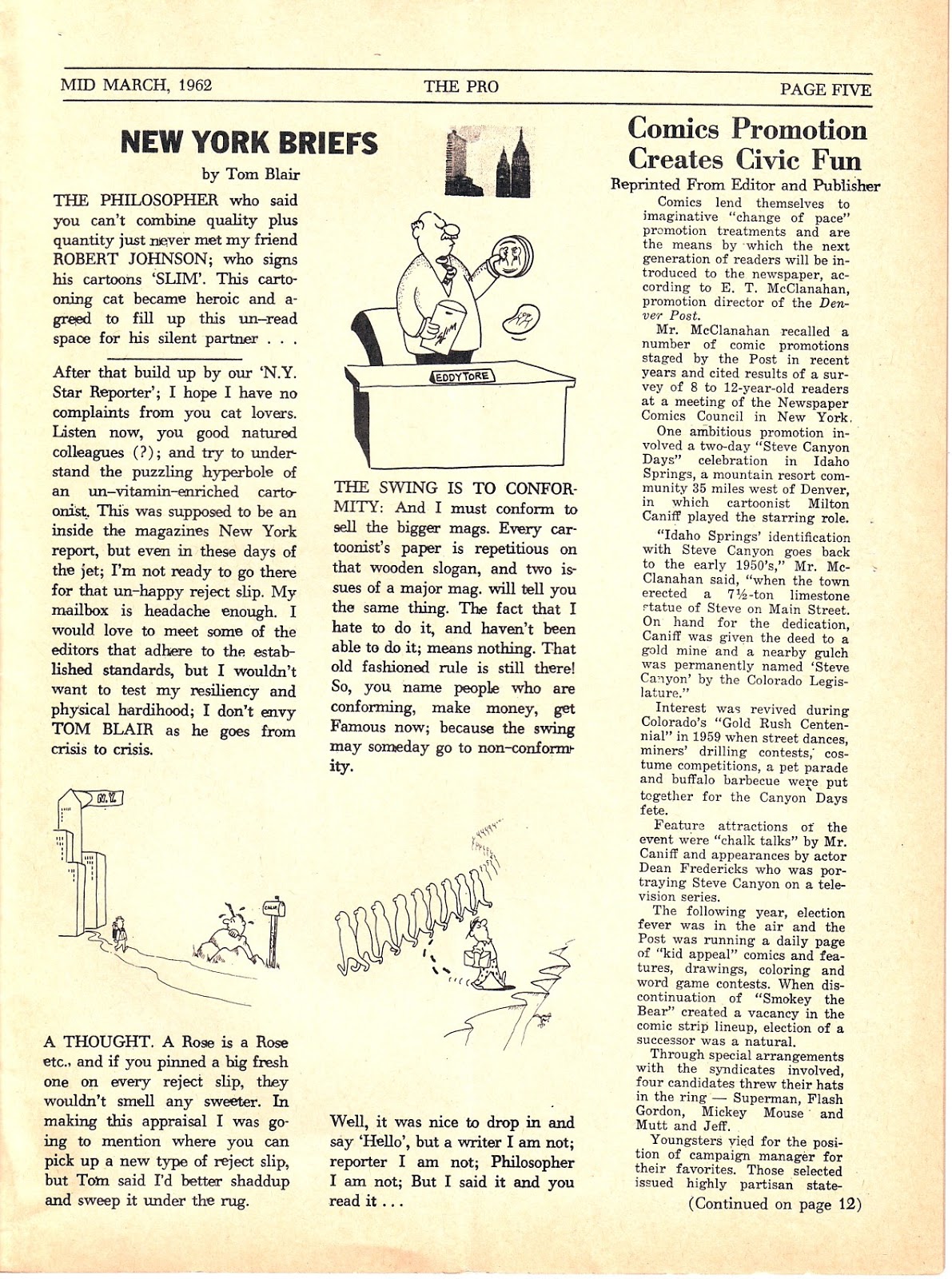 Mike Lynch Cartoons The PRO Cartoonist & Gagwriter, MidMarch 1962